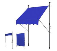 WORDFUN Toldo De Balcón con Manivela, Toldo Enrollable Exterior, Regulable En Altura, Repelente Al Agua, para Jardines, Patios, Balcones, Tiendas, Cafeterías, Sin Taladro(Blue,400x120cm)