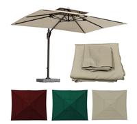 WORDFUN Toldo De Recambio De Sombrilla Cuadrado, 8 Varillas, Protección UV Impermeable Cubierta De Repuesto para Paraguas Voladizo, Funda De Repuesto para Sombrilla, Exteriores, Patio(Khaki,3M)