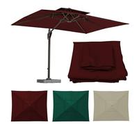 WORDFUN Toldo De Recambio De Sombrilla Cuadrado, 8 Varillas, Protección UV Impermeable Cubierta De Repuesto para Paraguas Voladizo, Funda De Repuesto para Sombrilla, Exteriores, Patio(Wine Red,3M)