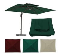 WORDFUN Toldo De Recambio De Sombrilla Cuadrado, 8 Varillas, Protección UV Impermeable Cubierta De Repuesto para Paraguas Voladizo, Funda De Repuesto para Sombrilla, Exteriores, Patio(Dark Green,3M)