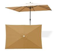 WORDFUN Toldo De Repuesto para Sombrilla, 6 Varillas 2x3m Impermeable Cubierta De Repuesto, Rectángulo, Resistente Al Agua, Lona De Recambio para Sombrilla, Protección UV 30+, Solo Dosel(Khaki)