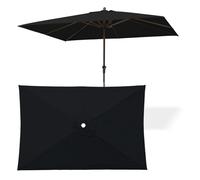 WORDFUN Toldo De Repuesto para Sombrilla, 6 Varillas 2x3m Impermeable Cubierta De Repuesto, Rectángulo, Resistente Al Agua, Lona De Recambio para Sombrilla, Protección UV 30+, Solo Dosel(Black)