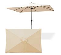 WORDFUN Toldo De Repuesto para Sombrilla, 6 Varillas 2x3m Impermeable Cubierta De Repuesto, Rectángulo, Resistente Al Agua, Lona De Recambio para Sombrilla, Protección UV 30+, Solo Dosel(Beige)