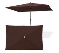 WORDFUN Toldo De Repuesto para Sombrilla, 6 Varillas 2x3m Impermeable Cubierta De Repuesto, Rectángulo, Resistente Al Agua, Lona De Recambio para Sombrilla, Protección UV 30+, Solo Dosel(Coffee)