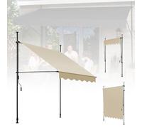 WORDFUN Toldo Enrollable Exterior Altura Ajustable con Manivela, Toldo Manual Retráctil Repelente Al Agua Sin Taladro, para Terraza, Patio Trasero, Balcón(Beige,300x120cm)