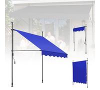 WORDFUN Toldo Enrollable Exterior Altura Ajustable con Manivela, Toldo Manual Retráctil Repelente Al Agua Sin Taladro, para Terraza, Patio Trasero, Balcón(Blue,200x120cm)