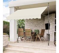 WORDFUN Toldo Manual para Terraza, Toldo Articulado Retractil, Repelente Al Agua, Resistente A Los Rayos UV, Ajustable En Altura, Parasol De Porche Jardín Sombra Exterior Terraza(Offwhite,300x120cm)