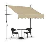 WORDFUN Toldo Manual Retráctil, 150x120 200x120 350x120cm Toldo Exterior Terraza Enrollable, AntiUV E Impermeable, Altura Ajustable 215-310cm, para Jardín, Balcón, Terraza, Patio(Beige,250x120cm)