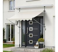 WORDFUN Toldo Manual Retractil para Balcón, Regulable En Altura, Toldo Exterior Terraza Enrollable, para Balcón Terraza Patio Jardín, Sin Taladro, Gray, Beige(Offwhite,150x120cm)