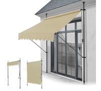 WORDFUN Toldo Manual Retráctil para Exterior, Toldo Retráctil con Manivela, Resistente A Los Rayos UV, Repelente Al Agua, para Balcón Ventana, Sin Taladro, 150 200 250 300 350 400cm(Beige,300x120cm)