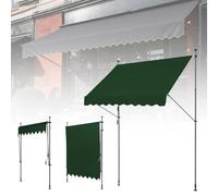 WORDFUN Toldo Manual Retráctil, Toldo Exterior Terraza Enrollable, Impermeable, Anti-UV, Altura Ajustable 215-310cm, Sin Taladro, para Terraza Balcón Jardín, Gray, Beige, Blue(Darkgreen,400x120cm)