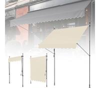 WORDFUN Toldo Manual Retráctil, Toldo Exterior Terraza Enrollable, Impermeable, Anti-UV, Altura Ajustable 215-310cm, Sin Taladro, para Terraza Balcón Jardín, Gray, Beige, Blue(Offwhite,200x120cm)