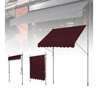WORDFUN Toldo Manual Retráctil, Toldo Exterior Terraza Enrollable, Impermeable, Anti-UV, Altura Ajustable 215-310cm, Sin Taladro, para Terraza Balcón Jardín, Gray, Beige, Blue(Winered,300x120cm)