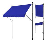 WORDFUN Toldo para Balcón con Manivela, 150x120 300x120cm Toldo Enrollable Exterior Altura Ajustable, AntiUV E Impermeable, Sin Taladro, para Balcón, Jardín, Patio, Gris, Beige(Blue,150x120cm)