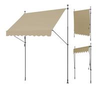 WORDFUN Toldo para Balcón con Manivela, 150x120 300x120cm Toldo Enrollable Exterior Altura Ajustable, AntiUV E Impermeable, Sin Taladro, para Balcón, Jardín, Patio, Gris, Beige(Beige,250x120cm)