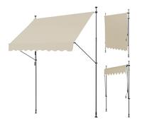 WORDFUN Toldo para Balcón con Manivela, 150x120 300x120cm Toldo Enrollable Exterior Altura Ajustable, AntiUV E Impermeable, Sin Taladro, para Balcón, Jardín, Patio, Gris, Beige(Offwhite,300x120cm)