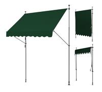 WORDFUN Toldo para Balcón con Manivela, 150x120 300x120cm Toldo Enrollable Exterior Altura Ajustable, AntiUV E Impermeable, Sin Taladro, para Balcón, Jardín, Patio, Gris, Beige(Darkgreen,200x120cm)