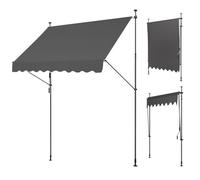 WORDFUN Toldo para Balcón con Manivela, 150x120 300x120cm Toldo Enrollable Exterior Altura Ajustable, AntiUV E Impermeable, Sin Taladro, para Balcón, Jardín, Patio, Gris, Beige(Gray,200x120cm)