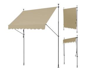 WORDFUN Toldo para Balcón con Manivela, 150x120 300x120cm Toldo Enrollable Exterior Altura Ajustable, AntiUV E Impermeable, Sin Taladro, para Balcón, Jardín, Patio, Gris, Beige(Beige,150x120cm)