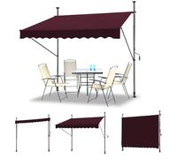 WORDFUN Toldo Retráctil con Manivela 1.5x1.2/2x1.2/3x1.2m, Toldo Exterior Terraza Enrollable, Impermeable, Sin Taladro, Ajustable En Altura, para Terraza Balcón Jardín(Winered,150x120cm)