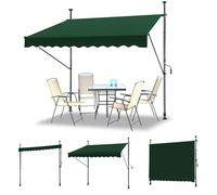 WORDFUN Toldo Retráctil con Manivela 1.5x1.2/2x1.2/3x1.2m, Toldo Exterior Terraza Enrollable, Impermeable, Sin Taladro, Ajustable En Altura, para Terraza Balcón Jardín(Darkgreen,350x120cm)