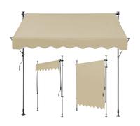 WORDFUN Toldo Retráctil para Balcón, Sin Agujeros, Protección UV, Repelente Al Agua, Toldo Manual para Terraza con Manivela, para Terraza, Patio Trasero, Jardín, Ajustable En Altura(Beige,150x120cm)