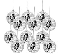 wordmouk 12 Piezas Mini Bola de Discoteca Plateada 6cm Bolas de Espejo Colgantes Mini Decoraciones de Bolas Dediscoteca Mini Bola Reflectante para Fiesta de Discoteca Boda Arbol de Navidad Halloween