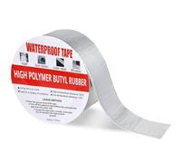 wordmouk 5cm x 10m Cinta de Butilo Impermeable Autoadhesiva Cinta Adhesiva para Fugas de Agua Cinta Sellador Adhesivo Aluminio Cinta de Reparación para Techo Plano Tuberías Grietas Goteras