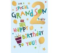 Words 'n' Wishes Special Grandson - Tarjeta de cumpleaños para nieto, diseño de globos multicolor, 23,5 x 16,5 cm