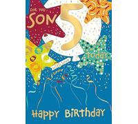 Words 'n' Wishes - Tarjeta de cumpleaños número 5 para hijo, multicolor, 23,5 x 16,5 cm