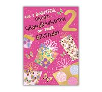 Words 'n' Wishes - Tarjeta de cumpleaños para nieta, diseño de lámina rosa y dorada, 23,5 x 16,5 cm