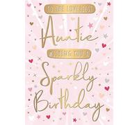 Words 'n' Wishes Tarjeta de cumpleaños para tía más encantadora, Tarjeta Felicitacion, Corazones y Estrellas Brillantes en Relieve con Detalles de Aluminio, Ecológica