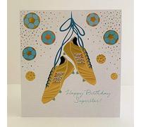 Words n Wishes - Tarjeta de felicitación de cumpleaños para hombre con diseño de botas de fútbol