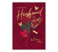 Words 'n' Wishes Tarjeta de San Valentín con globos de corazón laminado, 23,5 x 16,5 cm, multicolor