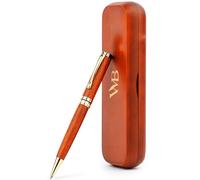 Wordsworth and Black Ballpoint Pen Set - Bolígrafo de lujo impresionante en bambú cerezo, acabado en oro, recargable, mejor bolígrafo para hombres y mujeres