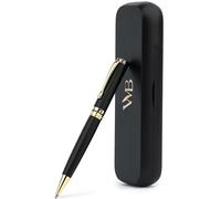 Wordsworth and Black Ballpoint Pen Set - Bolígrafo de lujo impresionante en bambú madera negra, acabado en oro, recargable, mejor bolígrafo para hombres y mujeres