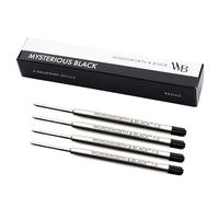 Wordsworth and Black Recambios para bolígrafo [Negro], Juego de 4, Recambios reemplazables - Punta ancha, Tinta negra de secado rápido, Tamaño estándar para bolígrafos, Escritura suave