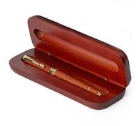 Wordsworth and Black Rollerball Pen - Bolígrafo de lujo impresionante en bambú madera de rosa, acabado en oro, recargable, mejor regalo para hombres y mujeres, recarga de tinta