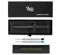 Wordsworth & Black Bolígrafo de Laca Negra Completa - Impresionante Bolígrafo de Lujo, Recarga de Tinta, Regalo para Hombres y Mujeres, Recargable, Bonitos Bolígrafos, Punta Fina