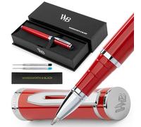 Wordsworth & Black Bolígrafo Roller Recargable de Lujo para Escritura, Rojo | Bolígrafo con recambio, 24K, regalo para hombres y mujeres, tinta líquida, escritura y gestión del diario, mina de repuesto