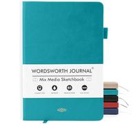 Wordsworth & Black Diario A5 de Medios Mixtos 96 Páginas Mixtas, Tapa Dura de Cuero, Papel de 190 GSM, Cuaderno para Diario de Trabajo y Bocetos, Diarios para Todos - Caja de Regalo Incluida Turquesa