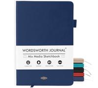 Wordsworth & Black Diario A5 de Medios Mixtos 96 Páginas Mixtas, Tapa Dura de Cuero, Papel de 190 GSM, Cuaderno para Diario de Trabajo y Bocetos, Diarios para Todos - Caja de Regalo Incluida Azul