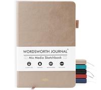 Wordsworth & Black Diario A5 de Medios Mixtos 96 Páginas Mixtas, Tapa Dura de Cuero, Papel de 190 GSM, Cuaderno para Diario de Trabajo y Bocetos, Diarios para Todos - Caja de Regalo Incluida Oro Rosa