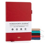 Wordsworth & Black Diario A5 Rayado 216 Páginas Rayadas, Tapa Dura de Cuero, Papel de 120 GSM, Cuaderno para Trabajo y Dibujo, Diarios para Mujeres y Hombres - Caja de Regalo Incluida Rojo