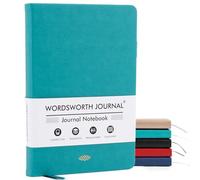 Wordsworth & Black Diario A5 Rayado 216 Páginas Rayadas, Tapa Dura de Cuero, Papel de 120 GSM, Cuaderno para Trabajo y Dibujo, Diarios para Mujeres y Hombres - Caja de Regalo Incluida Turquesa