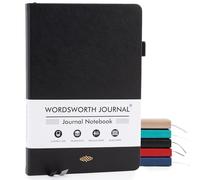 Wordsworth & Black Diario A5 Rayado 216 Páginas Rayadas, Tapa Dura de Cuero, Papel de 120 GSM, Cuaderno para Trabajo y Dibujo, Diarios para Mujeres y Hombres - Caja de Regalo Incluida Negro