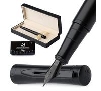 Wordsworth & Black Juego de Pluma Estilográfica,Punta Extrafina, Incluye 24 Cartuchos de Tinta,Convertidor de Recarga de Tinta y Caja de Regalo,Caligrafía,[Todo Negro],Perfecto para Hombres y Mujeres