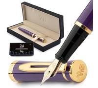 Wordsworth & Black Juego de pluma estilográfica, punta media, incluye 24 cartuchos de tinta y convertidor de recarga de tinta, estuche de regalo, diario, caligrafía, bolígrafos de escritura suave