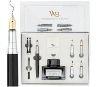 Wordsworth & Black Juego de regalo de pluma estilográfica, incluye botella de tinta y 6 cartuchos, 1 convertidor, 4 puntas de repuesto, paquete premium, diario, caligrafía