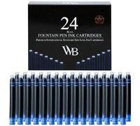 Wordsworth & Black - Paquete de 24 cartuchos de tinta para pluma estilográfica - Azul - Tamaño estándar internacional - Longitud aprox. 3.8 cm - Diámetro de la base aprox. 0.6 cm - Desechable